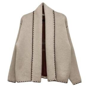 NEW FLAT WHITE women's flat dachshund cardigan in oat